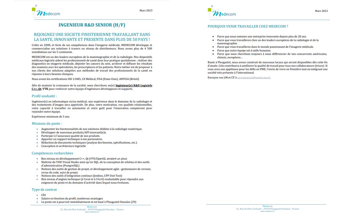 Recrutement Ingénieur(H/F) R&D Senior